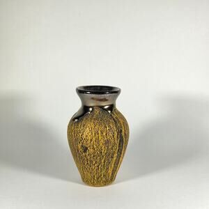 Studio Pottery Mini Vase Olive Glaze Mid Century Style 3.5”